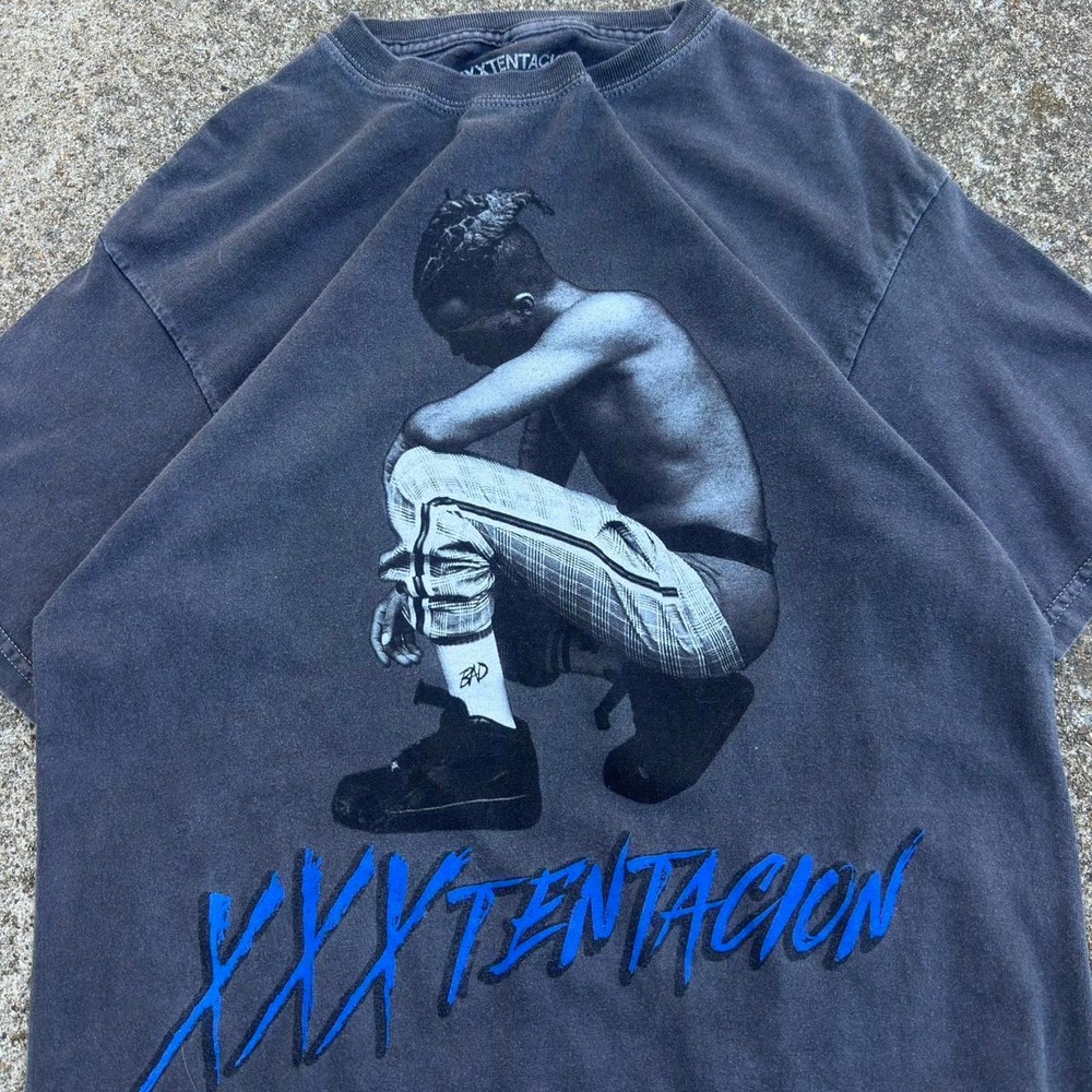 Vintage Y2K XXXTentacion Bad Vibes Forever Rap Tee Streetwear Grey Medium (g6)